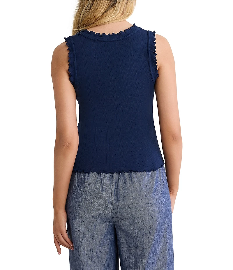 nz by Nic + Zoe Elle Pointelle Rib Scoop Neck Sleeveless Tank