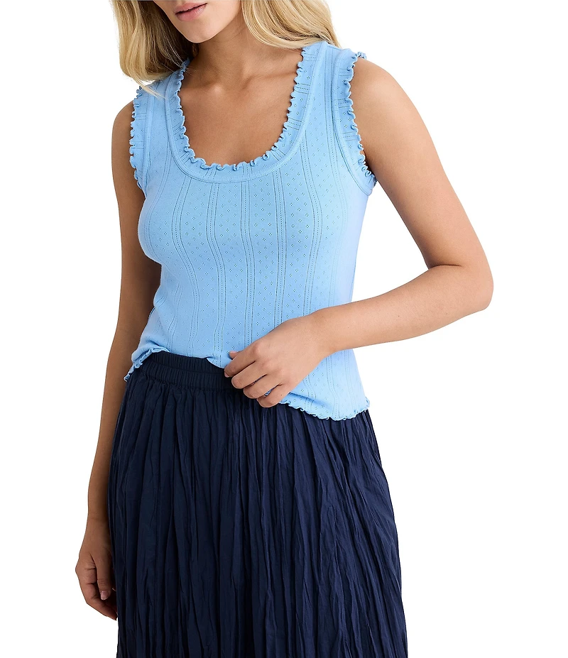 nz by Nic + Zoe Elle Pointelle Rib Scoop Neck Sleeveless Tank