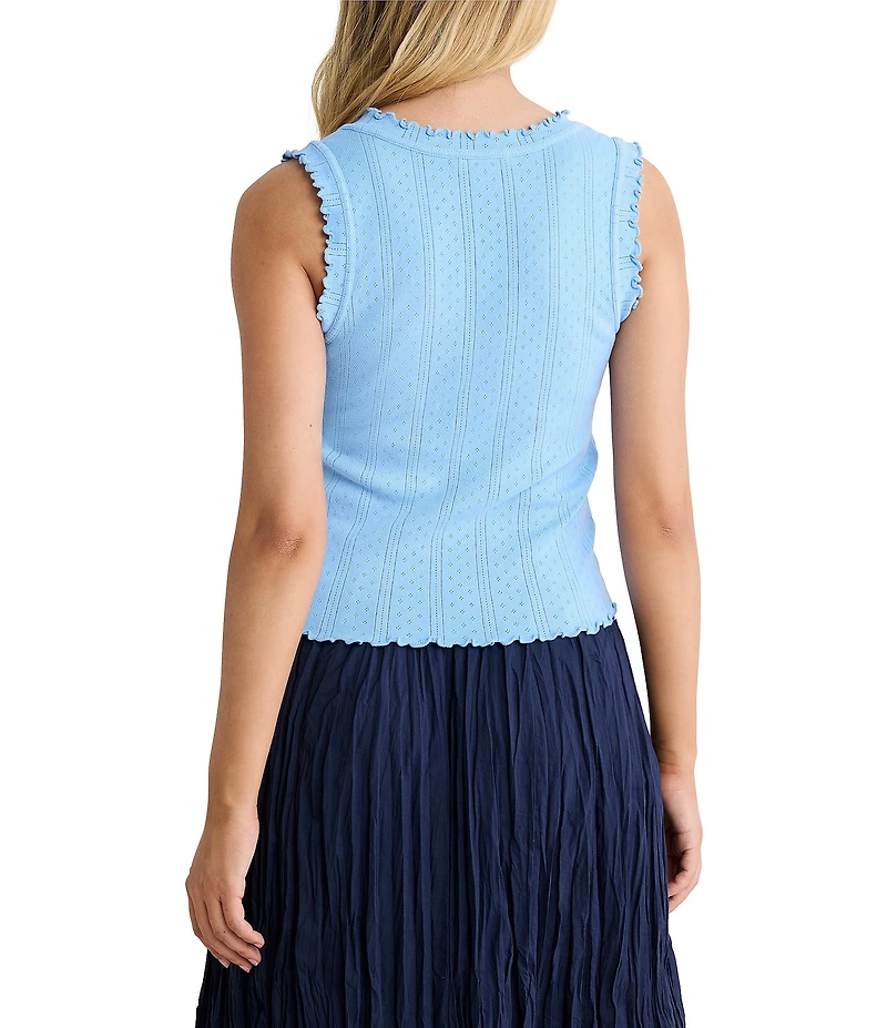 nz by Nic + Zoe Elle Pointelle Rib Scoop Neck Sleeveless Tank
