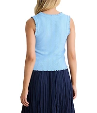 nz by Nic + Zoe Elle Pointelle Rib Scoop Neck Sleeveless Tank
