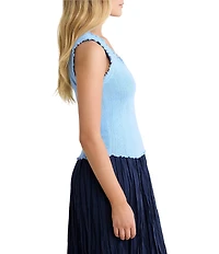 nz by Nic + Zoe Elle Pointelle Rib Scoop Neck Sleeveless Tank