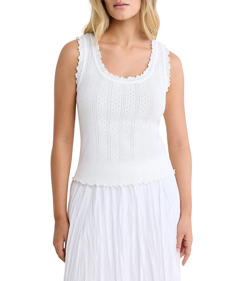 nz by Nic + Zoe Elle Pointelle Rib Scoop Neck Sleeveless Tank