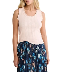 nz by Nic + Zoe Elle Pointelle Rib Scoop Neck Sleeveless Tank