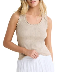 nz by Nic + Zoe Elle Pointelle Rib Scoop Neck Sleeveless Tank