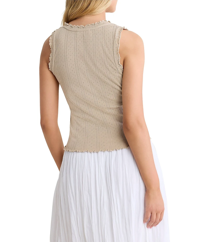 nz by Nic + Zoe Elle Pointelle Rib Scoop Neck Sleeveless Tank