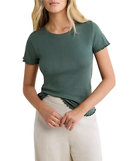 nz by Nic + Zoe Georgia Pointelle Rib Crew Neck Short Sleeve Tee