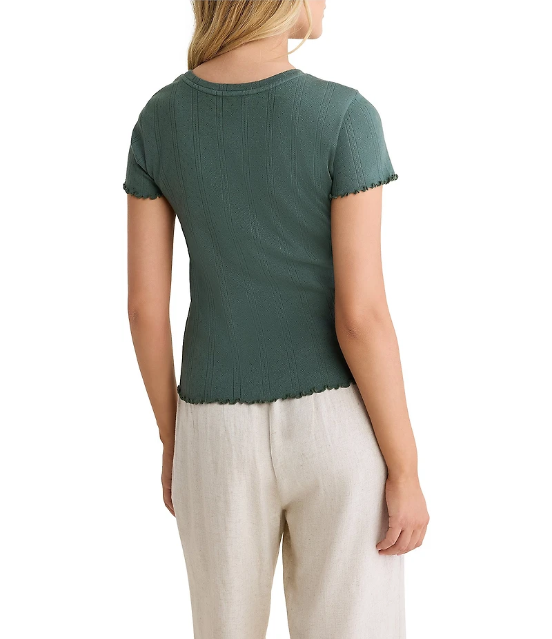 nz by Nic + Zoe Georgia Pointelle Rib Crew Neck Short Sleeve Tee