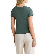 nz by Nic + Zoe Georgia Pointelle Rib Crew Neck Short Sleeve Tee