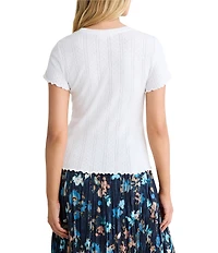 nz by Nic + Zoe Georgia Pointelle Rib Crew Neck Short Sleeve Tee