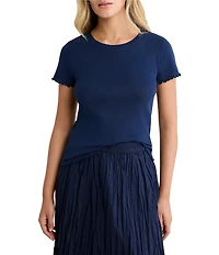 nz by Nic + Zoe Georgia Pointelle Rib Crew Neck Short Sleeve Tee