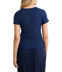 nz by Nic + Zoe Georgia Pointelle Rib Crew Neck Short Sleeve Tee