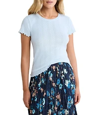 nz by Nic + Zoe Georgia Pointelle Rib Crew Neck Short Sleeve Tee