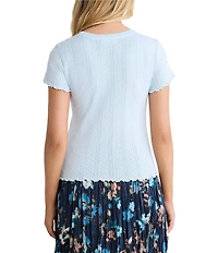 nz by Nic + Zoe Georgia Pointelle Rib Crew Neck Short Sleeve Tee