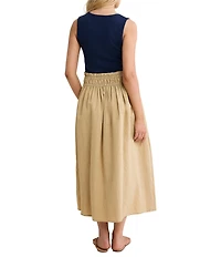 nz by Nic + Zoe Mixed-Media Mandy Scoop Neck Sleeveless Fit & Flare Midi Dress