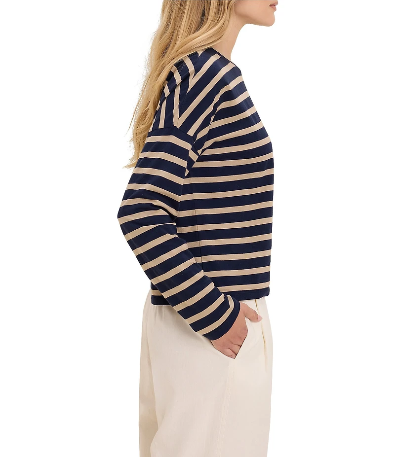 nz by NIC+ ZOE Soft Stripe Crew Neck Long Sleeve Knit Tee