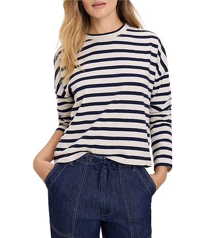 nz by NIC+ ZOE Soft Stripe Crew Neck Long Sleeve Knit Tee