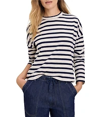 nz by NIC+ ZOE Soft Stripe Crew Neck Long Sleeve Knit Tee