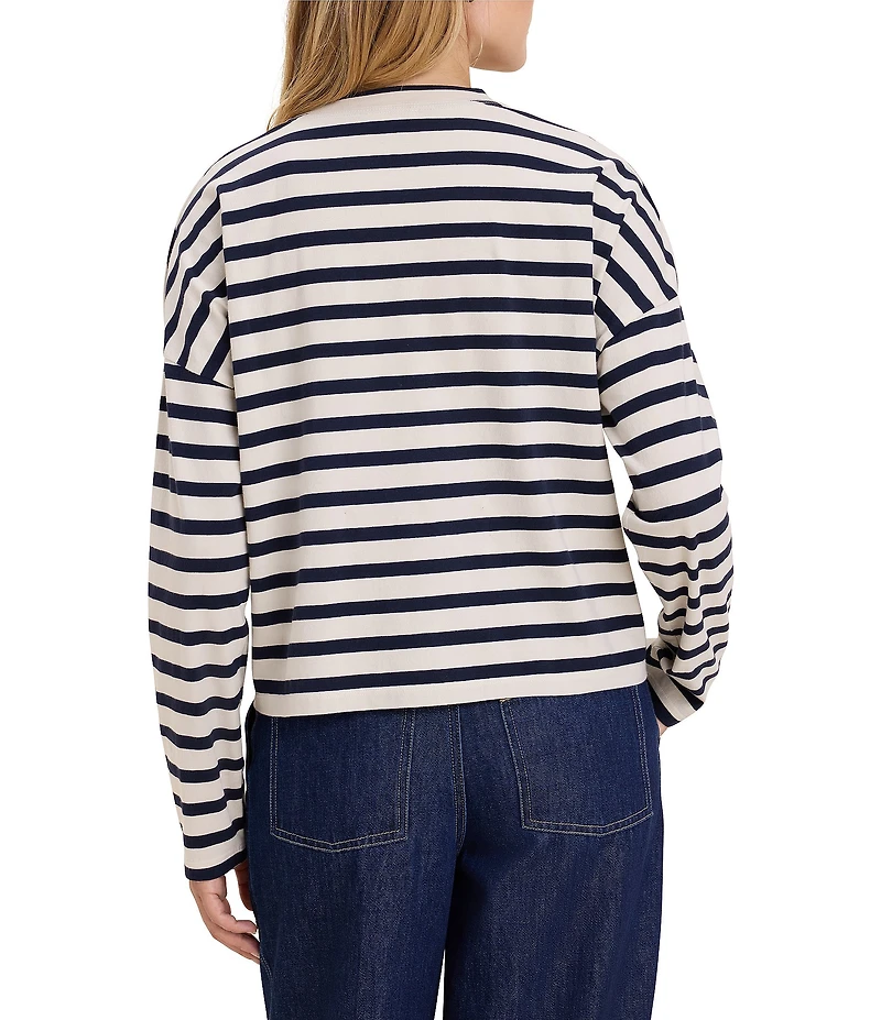 nz by NIC+ ZOE Soft Stripe Crew Neck Long Sleeve Knit Tee