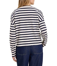 nz by NIC+ ZOE Soft Stripe Crew Neck Long Sleeve Knit Tee