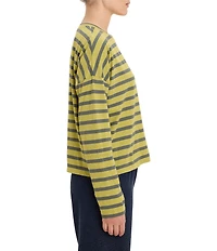 nz by NIC+ ZOE Soft Stripe Crew Neck Long Sleeve Knit Tee