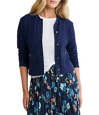 nz by Nic + Zoe Textured Knit Long Sleeve Button-Front Bomber Jacket