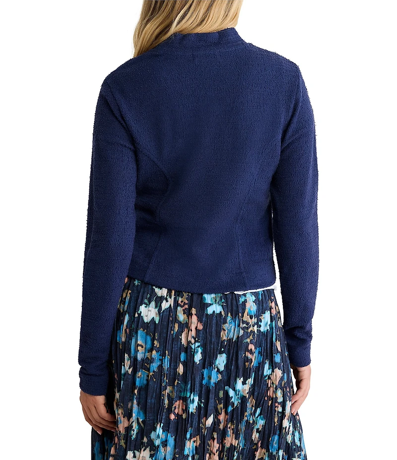 nz by Nic + Zoe Textured Knit Long Sleeve Button-Front Bomber Jacket