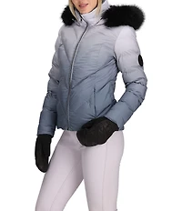 Obermeyer Bombshell Ombre Luxe Stand Fleece Collar Zip Front Puffer Ski Jacket