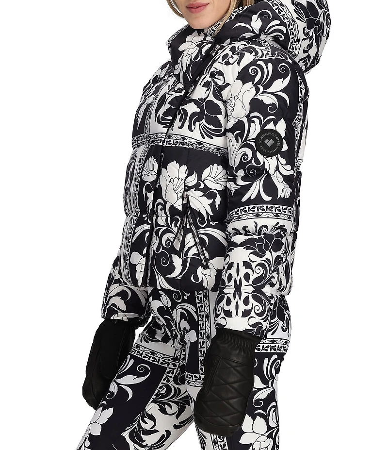 Obermeyer Calypso Down Printed Asymmetrical Zip Puffer Ski Jacket