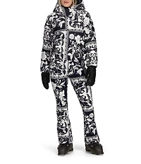 Obermeyer Calypso Down Printed Asymmetrical Zip Puffer Ski Jacket