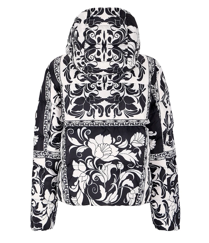 Obermeyer Calypso Down Printed Asymmetrical Zip Puffer Ski Jacket