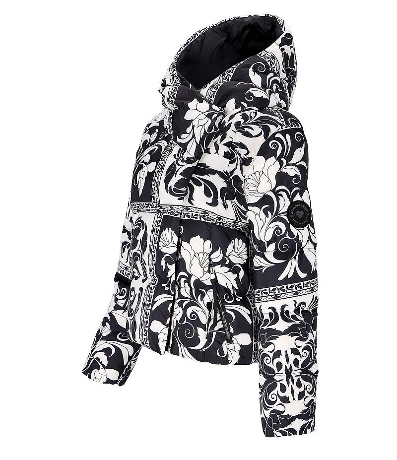 Obermeyer Calypso Down Printed Asymmetrical Zip Puffer Ski Jacket