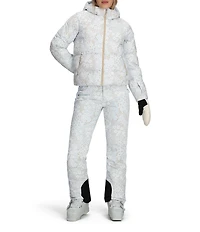 Obermeyer Slopeside Floral Printed Hooded Stand Collar Zip Front Puffer Down Ski Jacket