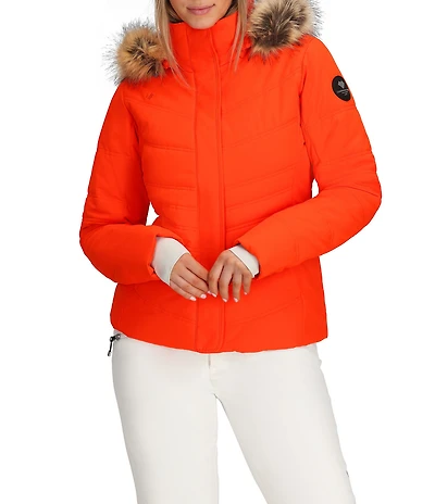 Obermeyer Tuscany II Insulated Long Sleeve Faux Fur Trim Hooded Puffer Ski Jacket