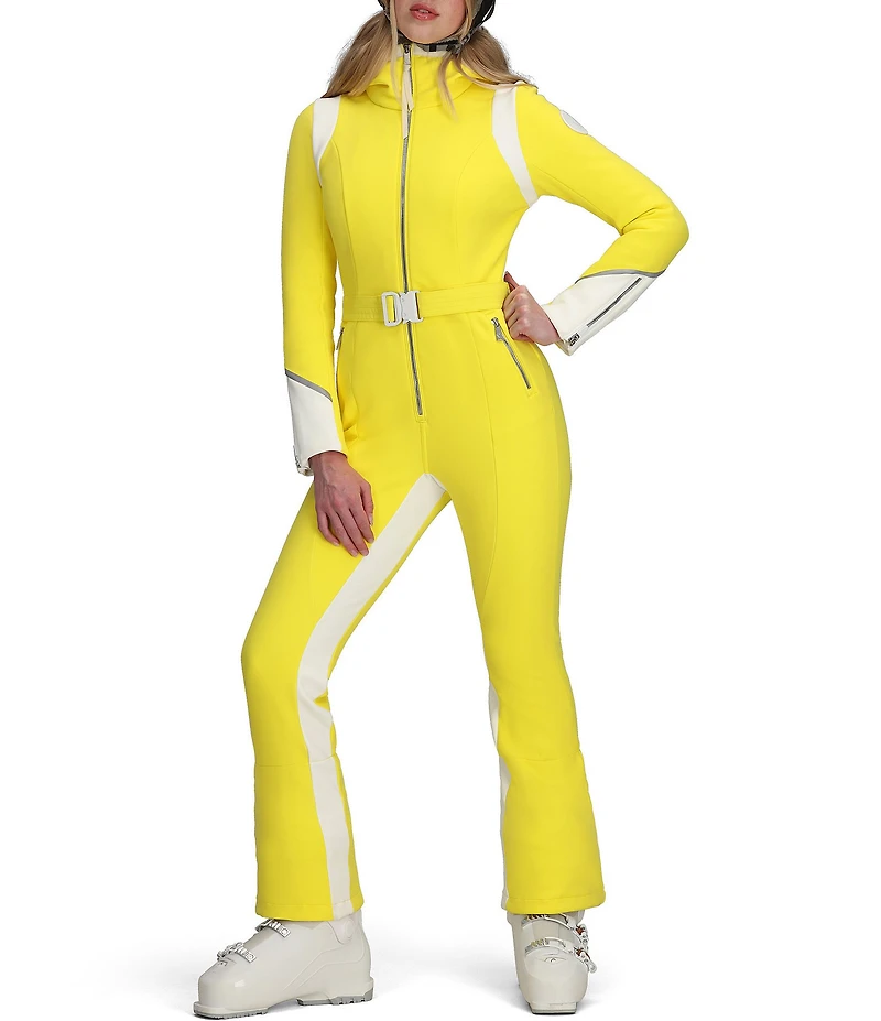 Obermeyer Water Repellent Solid Stand Collar Belted Hooded Vesper Ski Suit