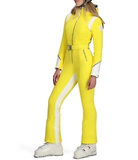 Obermeyer Water Repellent Solid Stand Collar Belted Hooded Vesper Ski Suit
