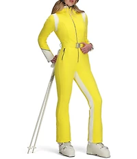 Obermeyer Water Repellent Solid Stand Collar Belted Hooded Vesper Ski Suit