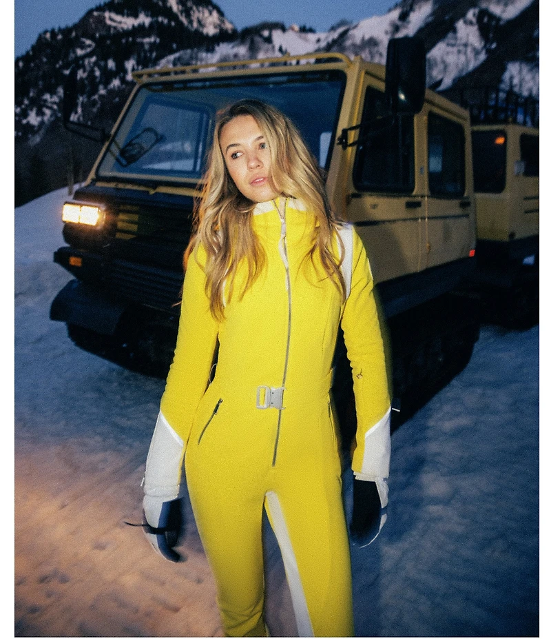 Obermeyer Water Repellent Solid Stand Collar Belted Hooded Vesper Ski Suit