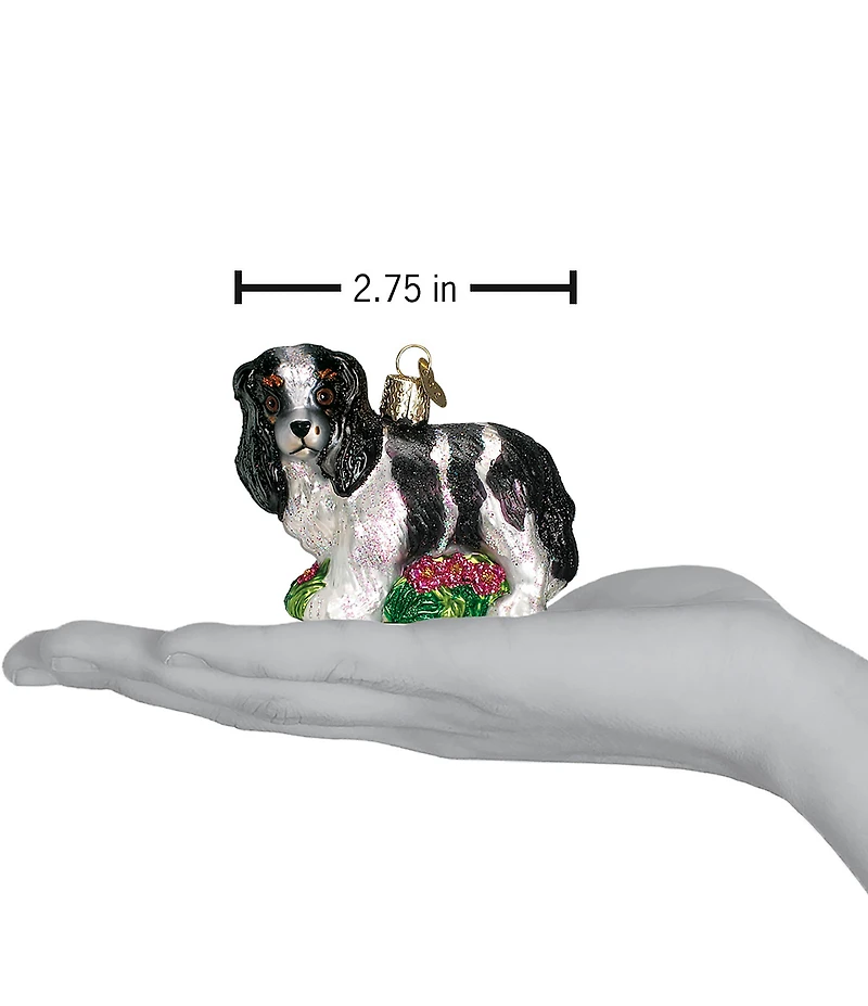 Old World Christmas Black/White King Charles Spaniel Ornament