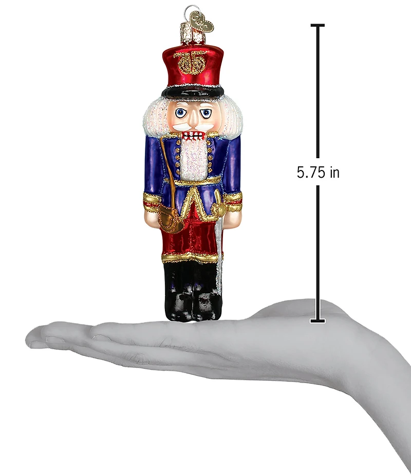 Old World Christmas Blue Coat Soldier Nutcracker Glass Ornament