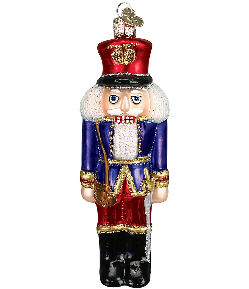 Old World Christmas Blue Coat Soldier Nutcracker Glass Ornament