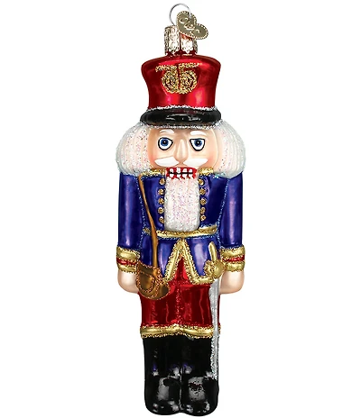 Old World Christmas Blue Coat Soldier Nutcracker Glass Ornament