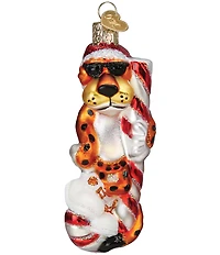 Old World Christmas Chester Cheetah On Candy Cane Ornament