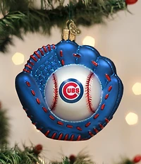 Old World Christmas Chicago Cubs Baseball Mitt Glass Ornament