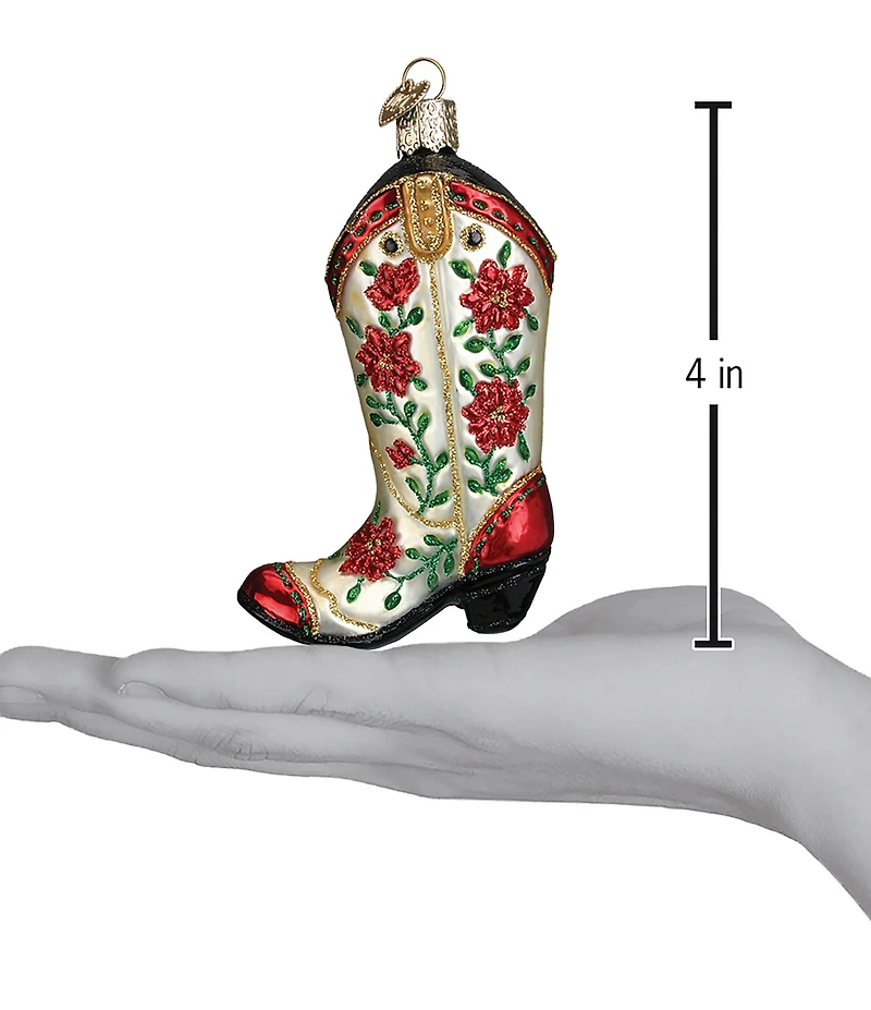 Old World Christmas Christmas Christmas Cowgirl Boot Glass Ornament