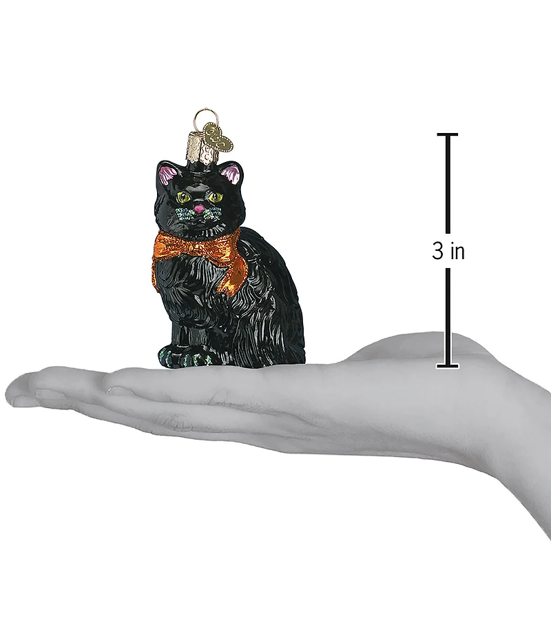Old World Christmas Halloween Kitty Glass Ornament