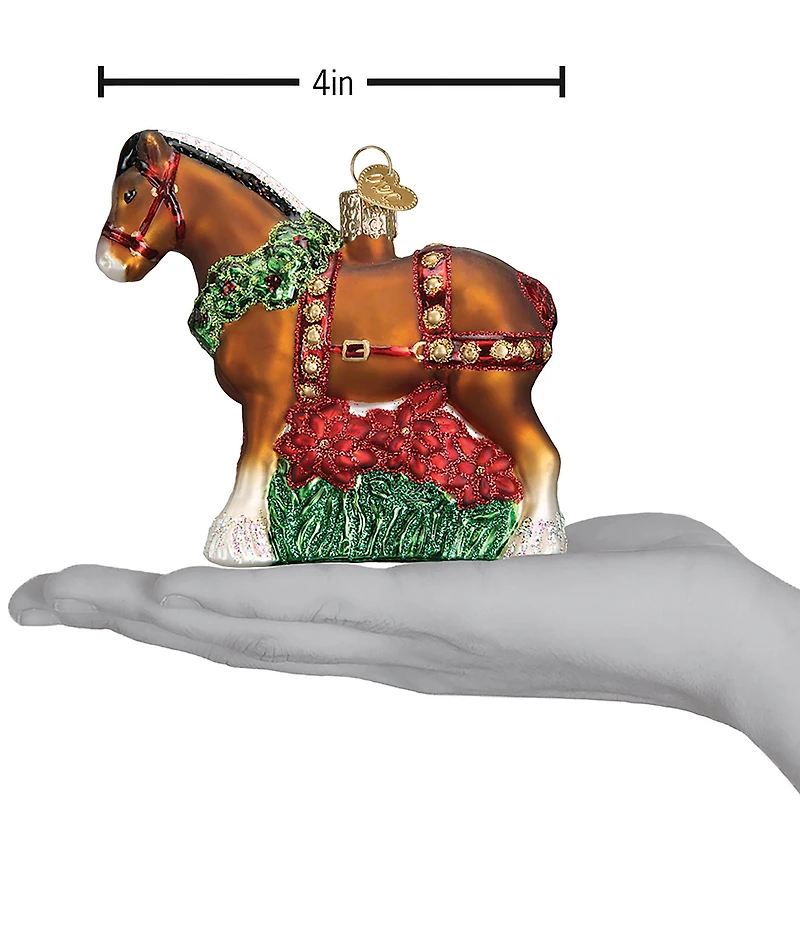 Old World Christmas Holiday Clydesdale Glass Ornament