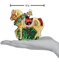 Old World Christmas Horse with Wreath Glass Ornament