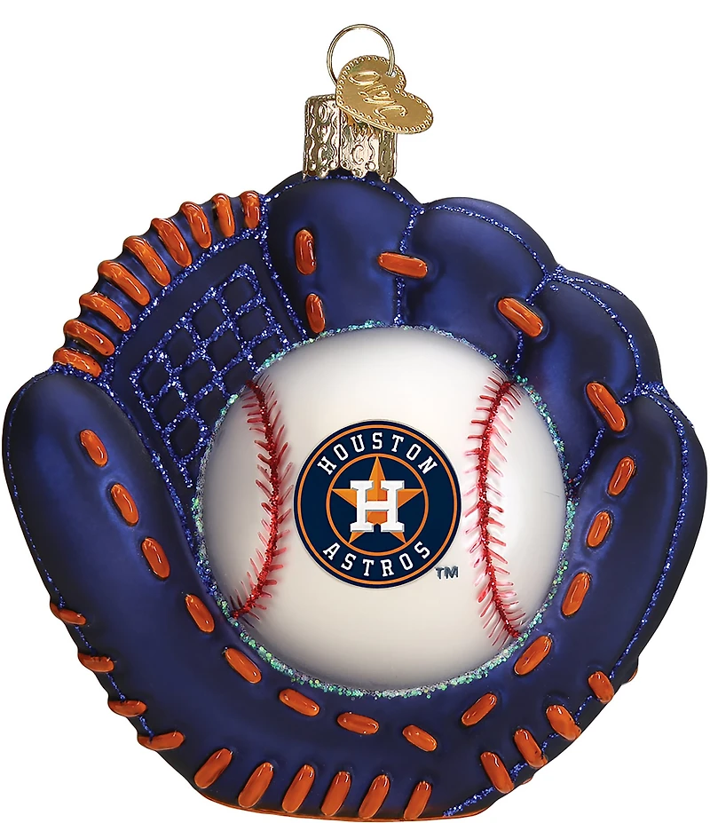 Old World Christmas Houston Astros Baseball Mitt Glass Ornament