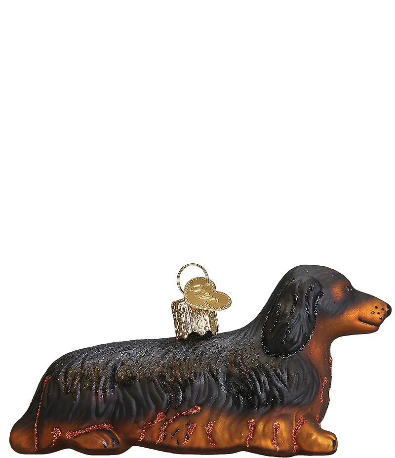 Old World Christmas Long-Haired Dachshund Glass Ornament