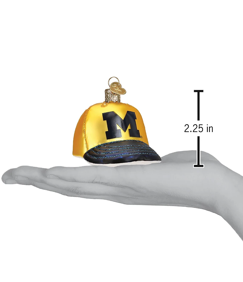 Old World Christmas Michigan Wolverines Baseball Cap Ornament